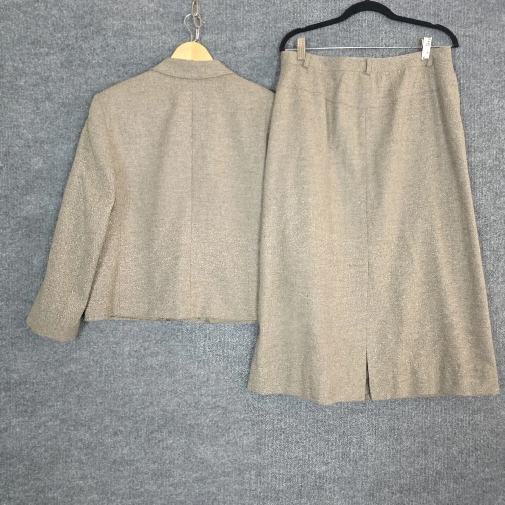 Vintage Talbots Wool Silk Skirt Jacket Suit Set 12 14 USA Career Secretary Tweed - Picture 3 of 9